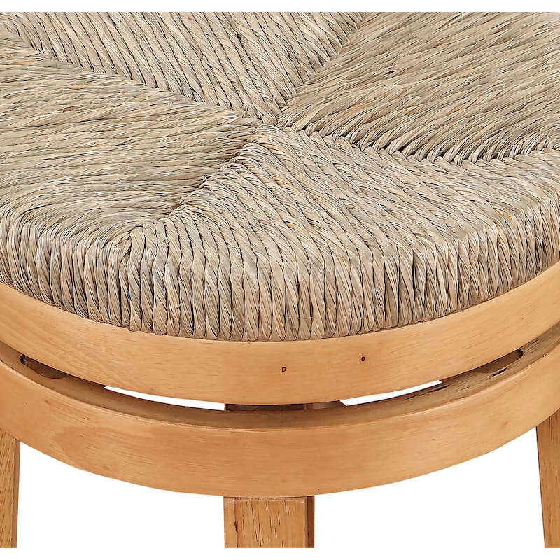 OS Home and Office Furniture 2-Pack 26" Swivel Counter Stool with Woven Seagrass Seat and Natural Woodgrain Frame