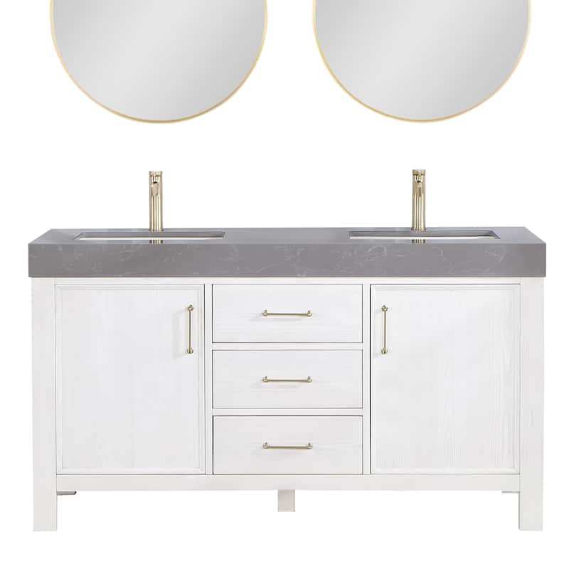 Leon 60 in. Double Bathroom Vanity with Composite Stone Top