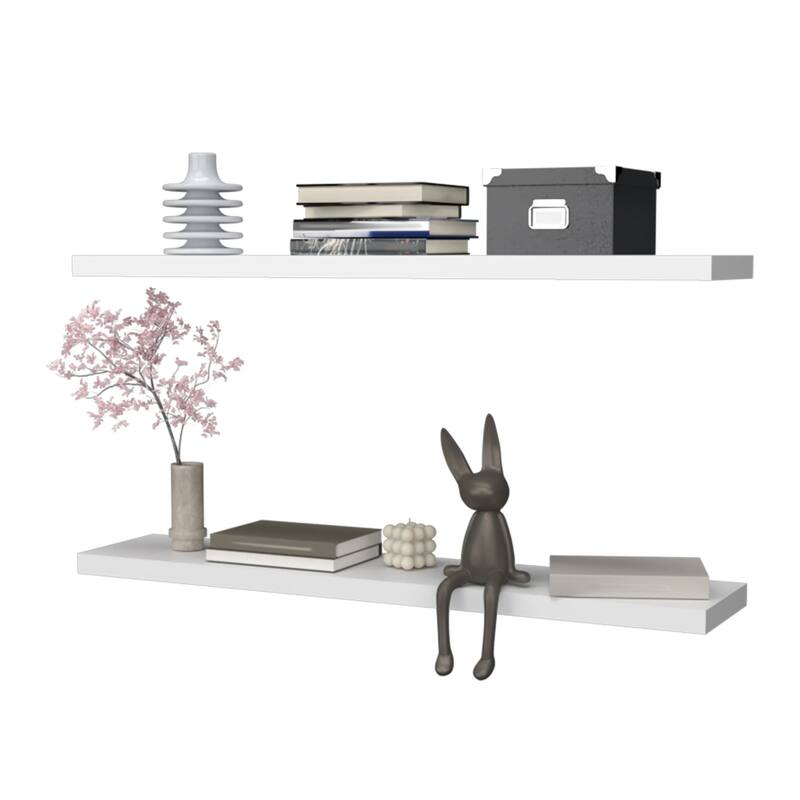 48-Inch Wall-Mounted Floating Shelf Two-Piece Set - N/A