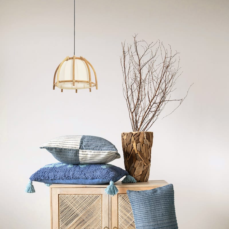 Rattan and Cotton Pendant Lamp