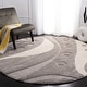 preview thumbnail 29 of 43, SAFAVIEH Florida Shag Riet Abstract 1.2-inch Thick Rug 6'7" Round - Grey/Ivory - Round