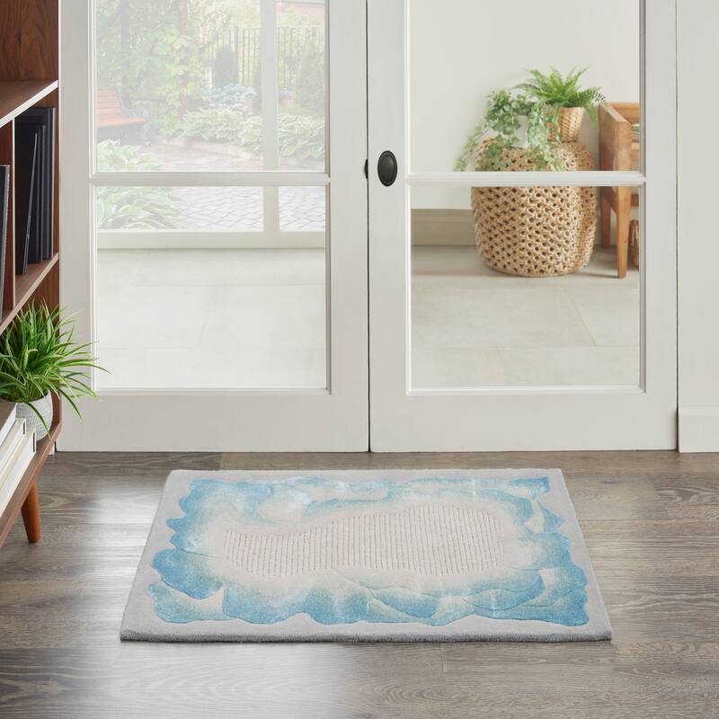 Nourison Prismatic Contemporary Abstract Area Rug - 2' x 3' - Sea Mist Blue - Rectangle