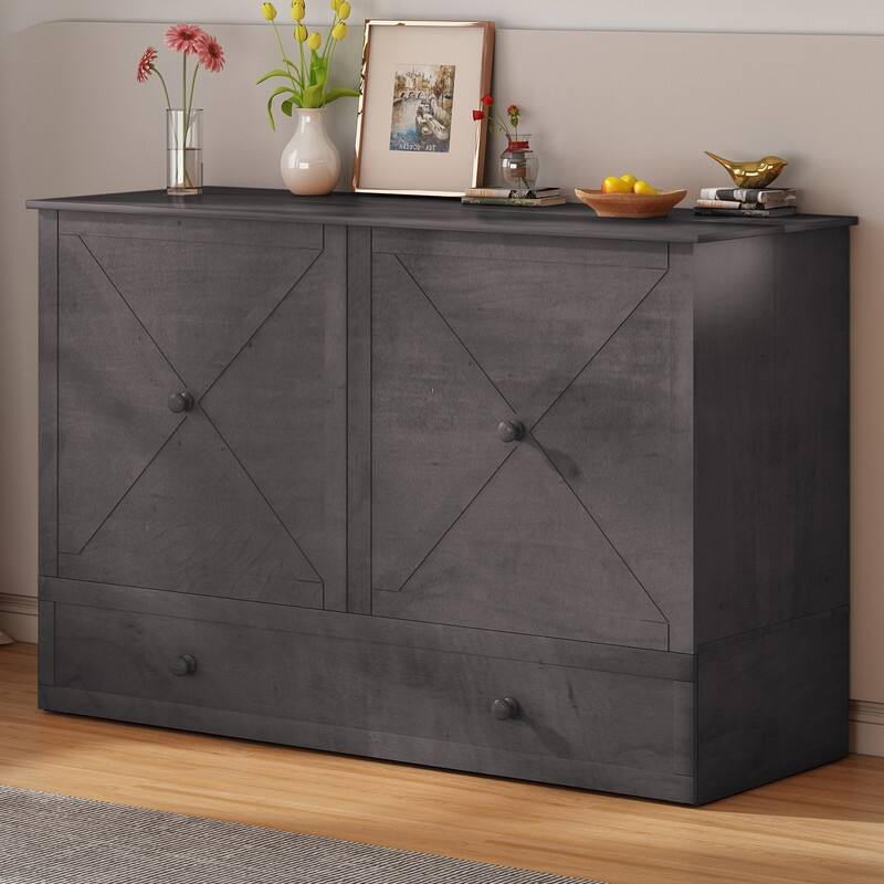 Mixoy Murphy Bed,Cube Cabinet Chest Bed with Charging Station
