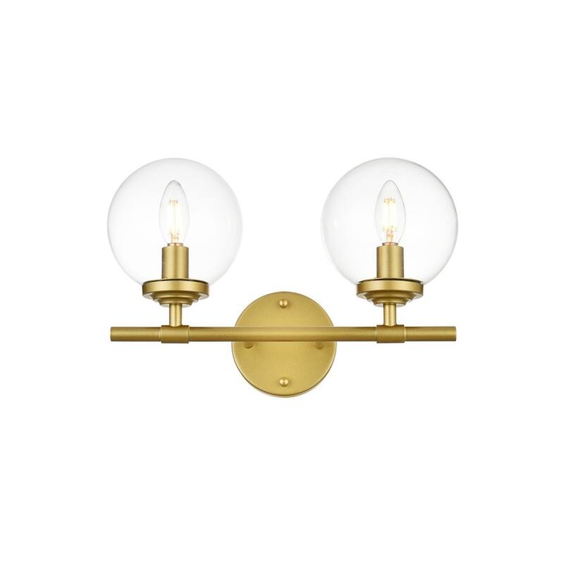 Inzo 1 Light Black and Clear Bath Sconce - Brass - 15