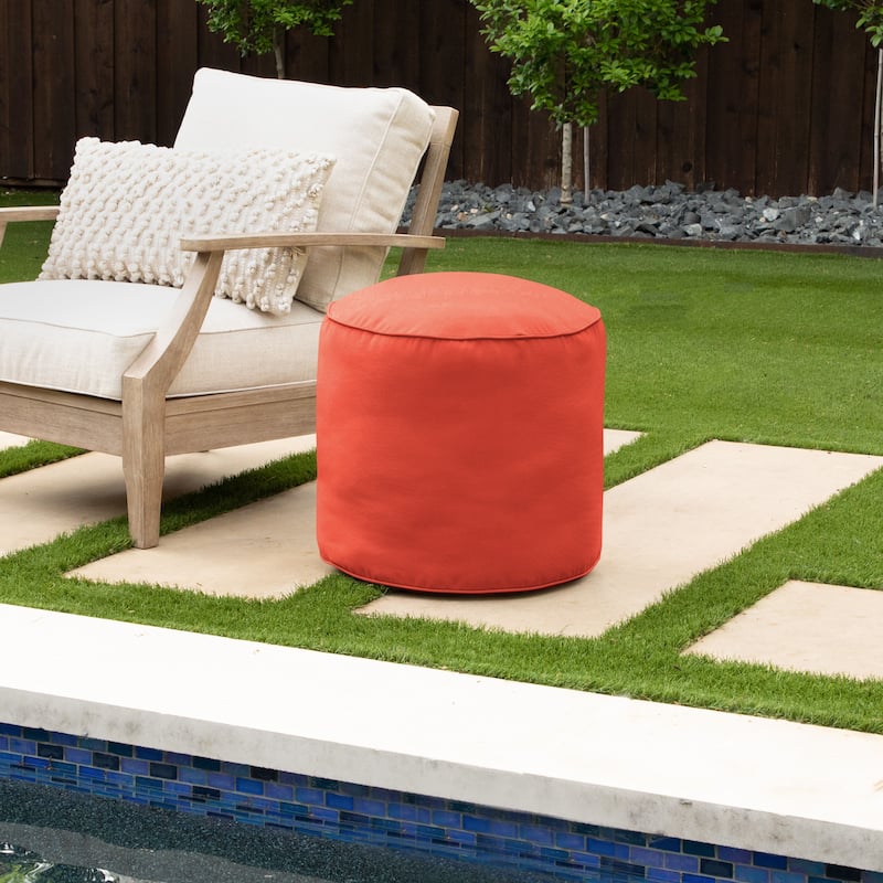 Sorra Home Sunbrella Outdoor Bean Pouf - 20 in W x 20 in D x 18 in H - Orange