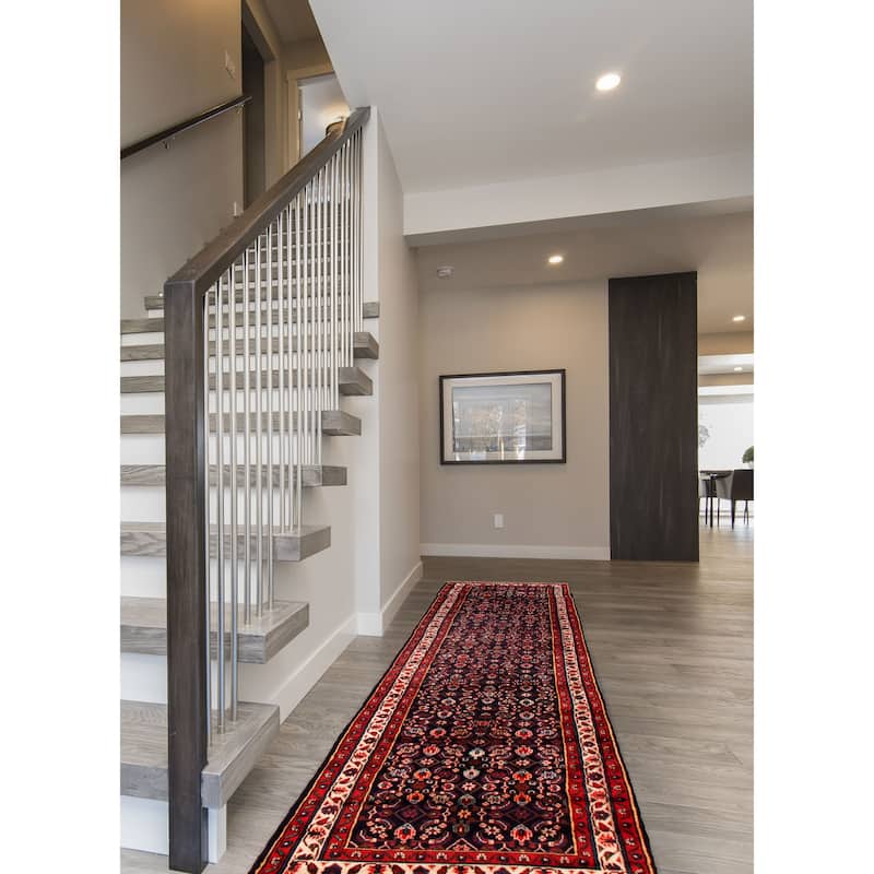 ECARPETGALLERY Hand-knotted Andelz Dark Navy Wool Rug - 3'7 x 17'6