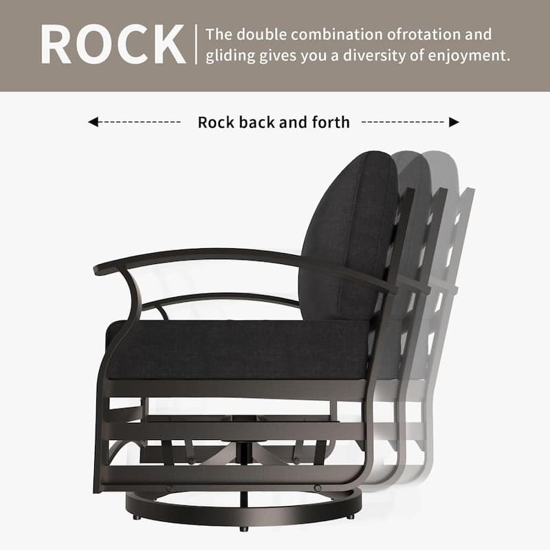 Kullavik Aluminum Outdoor Patio Furniture with Curved Armrests & Firepit Table