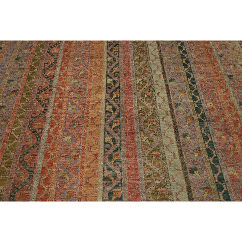 Hand Knotted Oriental 100% Wool Carpet Traditional Geometric Multi-Colored Ziegler Area Rug - 9' 10'' X 7' 10''