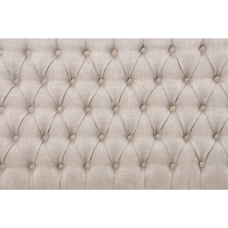 French Tufted Upholstered Dining Banquette Bench (Light Sand Fabric)