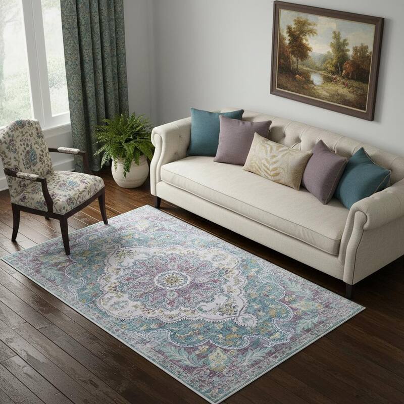 HomeRoots Medallion Traditional Rectangle Area Rug - 5' X 7'