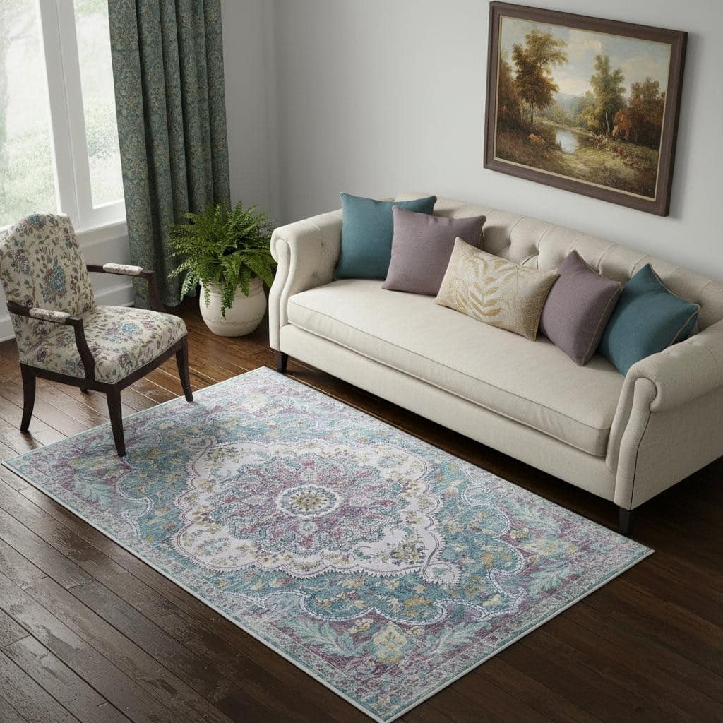 HomeRoots Medallion Traditional Rectangle Area Rug