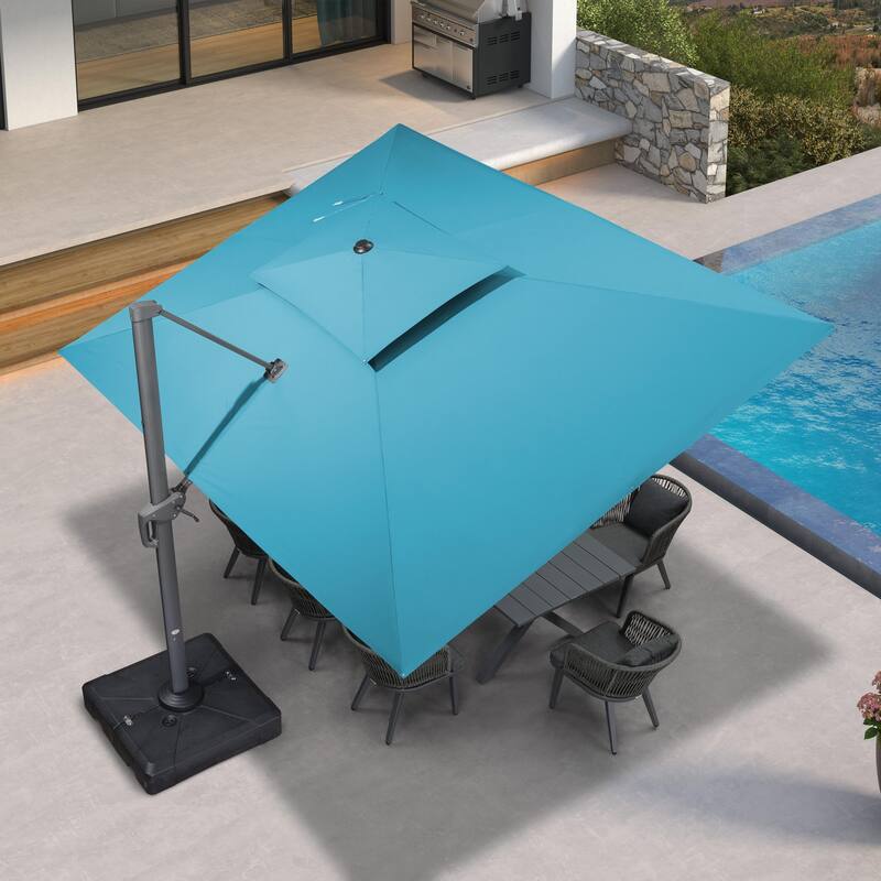 PURPLE LEAF Patio Cantilever Umbrella with 360 Degree Rotation