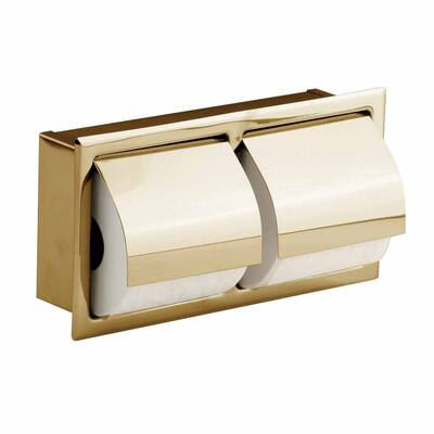 Recessed Toilet Paper DoubleTissue Holder Gold Stainless Renovators Supply