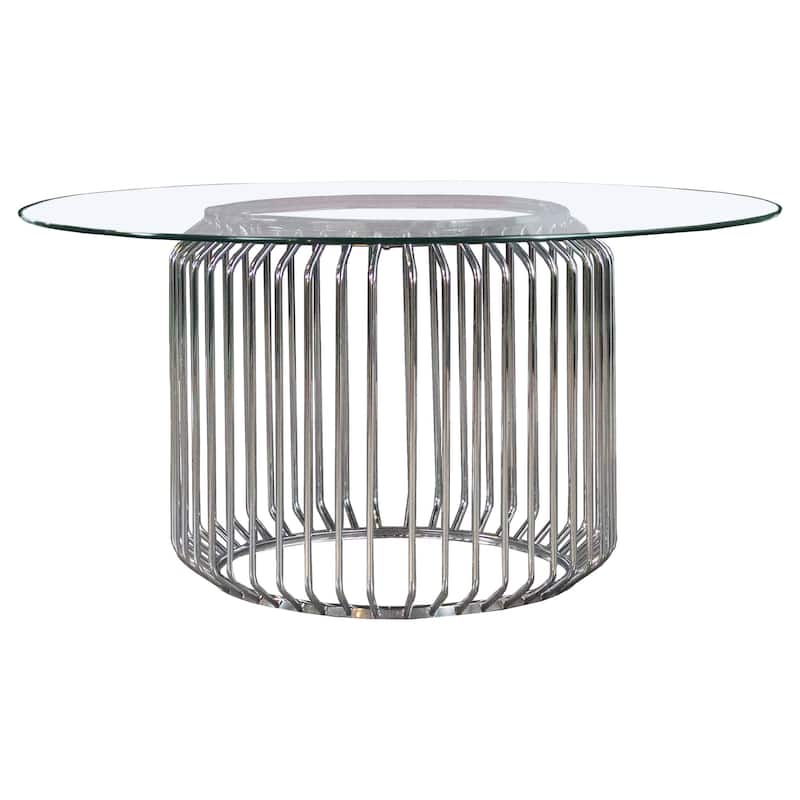 Veena 5-piece Chrome Round Glass Top Dining Table Set