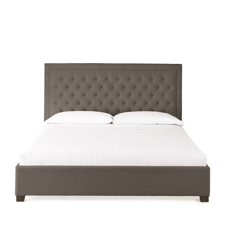 Steve Silver Isabel Button Tufted Upholstered Platform Bed - Grey - King