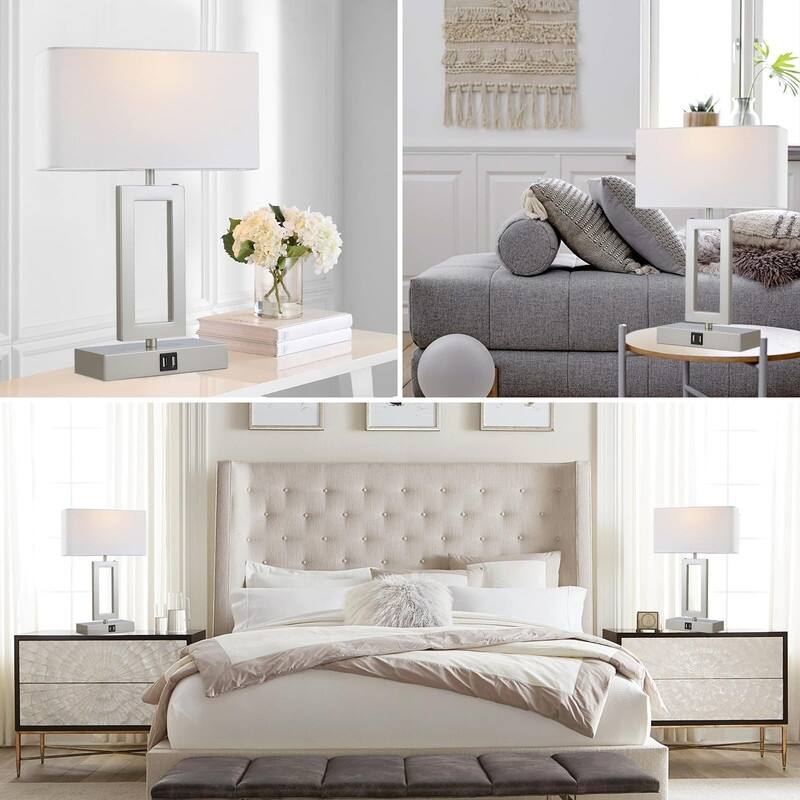 Table Lamps Set of 2 with Dual USB Ports,3-Way Dimmable Touch - 6.5"D x 10.6"W x 17"H
