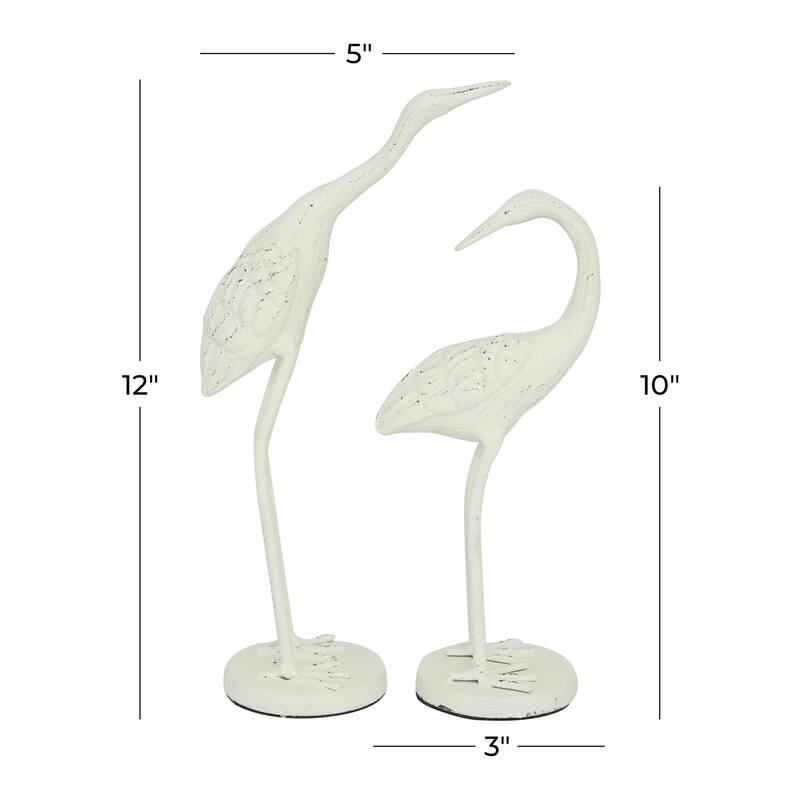 Metal Bird Decorative Sculpture - Set of 2 White - Roche River Decor