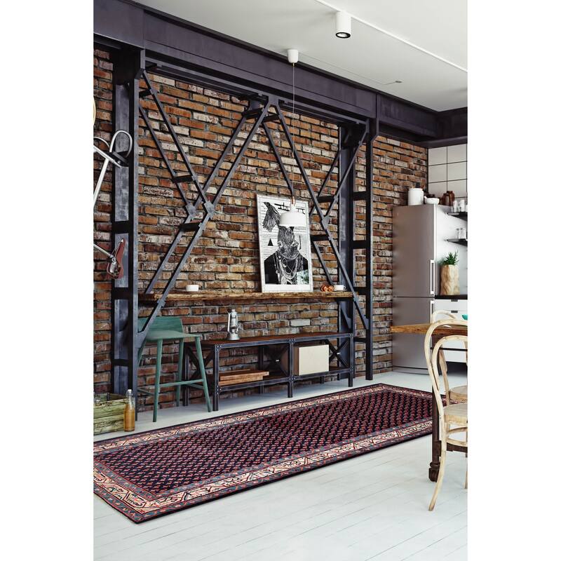 ECARPETGALLERY Hand-knotted Andelz Dark Navy Wool Rug - 3' 8" x 10' 5"
