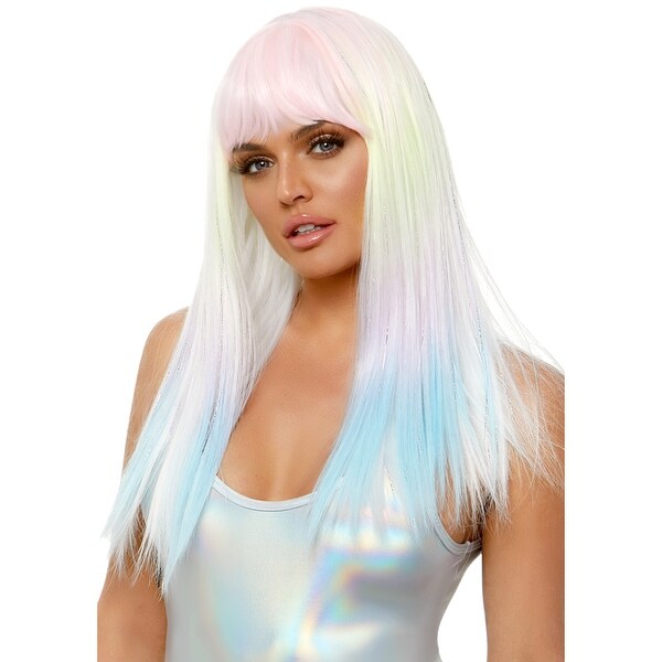 Shop Womens Pastel Ombre Glow In The Dark Wig With Bangs