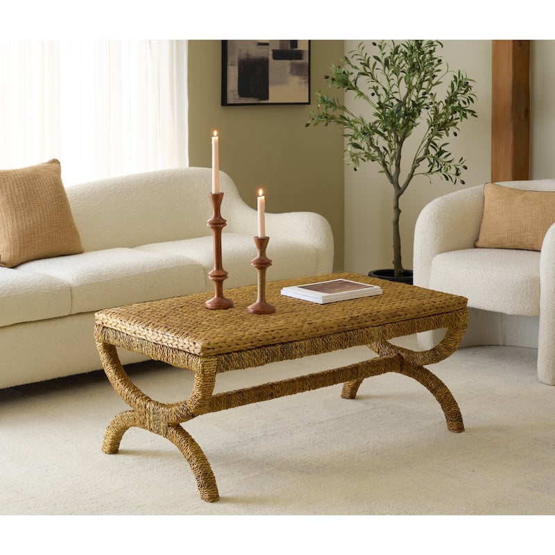 SAFAVIEH Couture Larysa Abaca And Water Hyacinth Coffee Table - 44"W x 25"D x 20"H - Natural