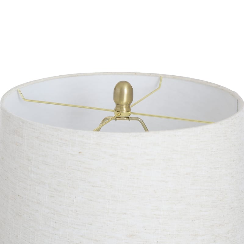 Waylon White Table Lamp - Carved Polyresin Body - Bronze Accents - Oatmeal Shade