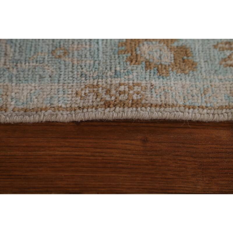 Hand Knotted Oriental 100% Wool Carpet Transitional Geometric Beige & Ivories Oushak Area Rug - 3' 11'' X 3' 0''