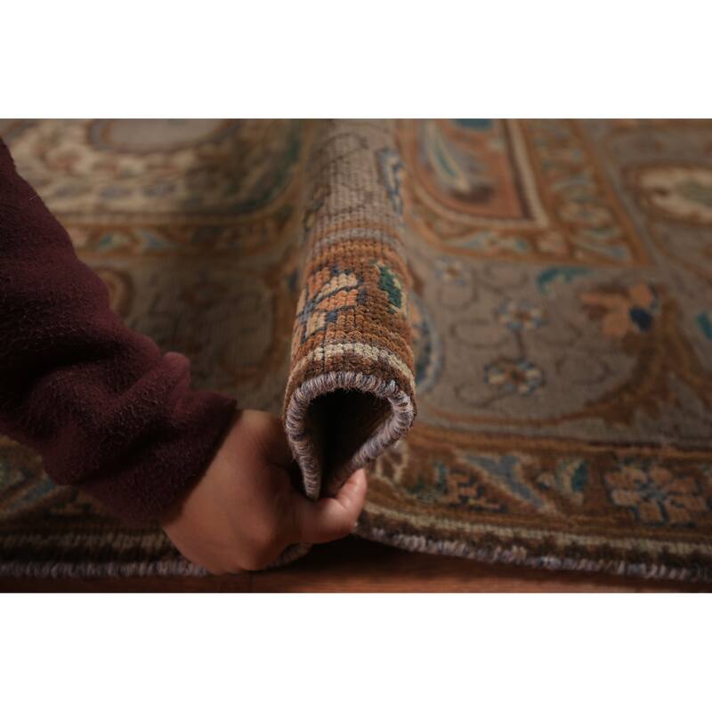 Gray Tabriz Persian Vintage Area Rug Handmade Wool Carpet - 9'6" x 12'9"