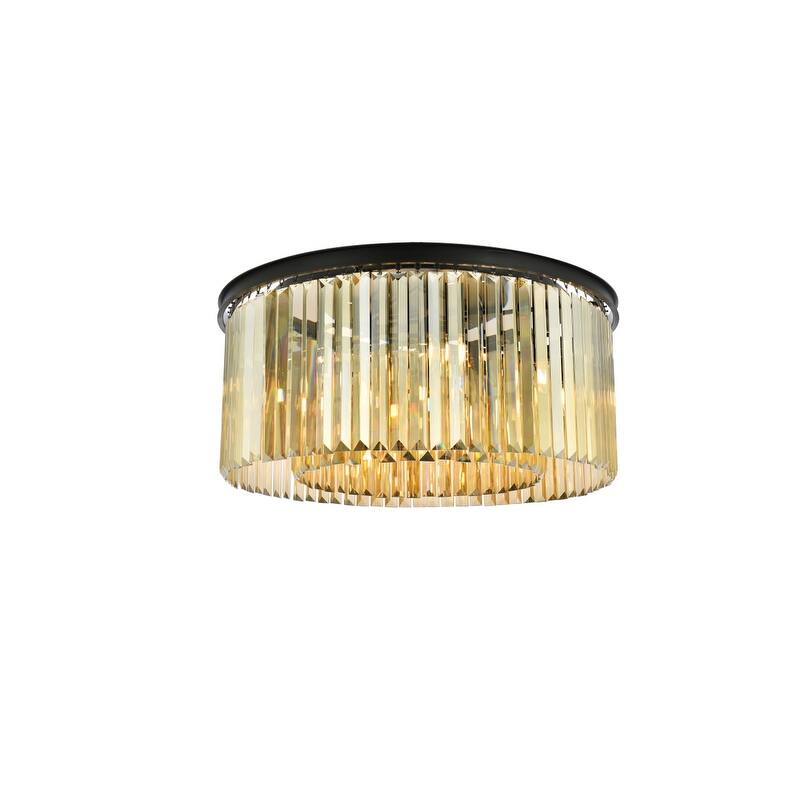 Royce Edge 8-Light Matte Black Flush Mount - matte black (royal cut golden teak crystals)