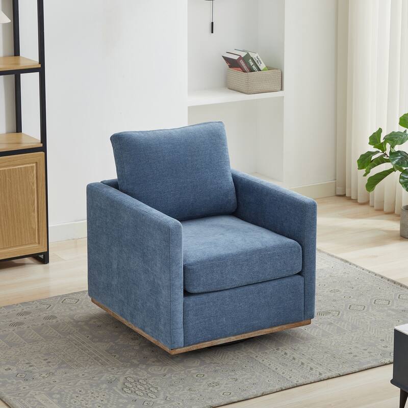 Chenille Swivel Accent Chair (Square Design)
