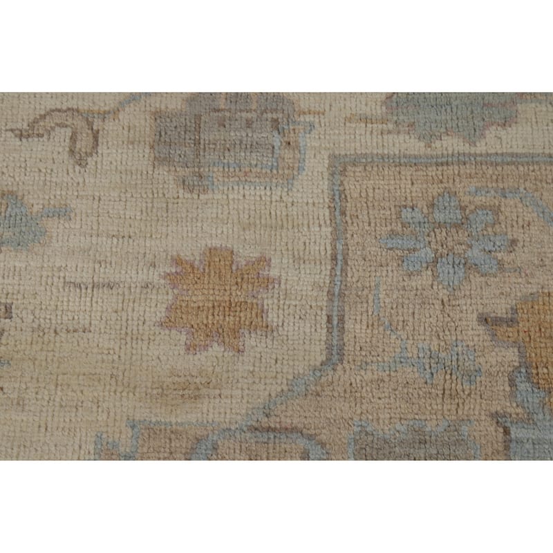 Hand Knotted Oriental 100% Wool Carpet Transitional Floral Navy Blue & Blues Oushak Area Rug - 9' 8'' X 8' 7''