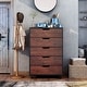 preview thumbnail 3 of 5, Furniture of America Aurville Vintage Walnut 5-drawer Mobile Chest