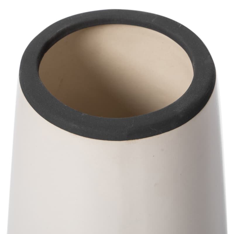 Ceramic Modern Painted Grid Tapered Flower Table Vase, Black and White