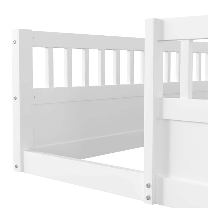 Montessori Floor Bed Frame with Safety Fence