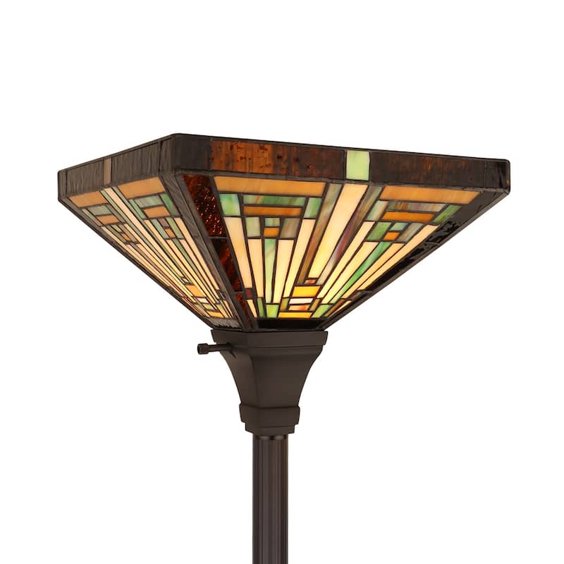 Tiffany-Style 1-Light Torchiere Floor Lamp 12" Shade - Multicolored
