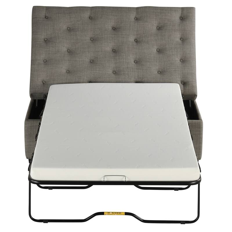 Roomfitters 49.6" Folding Ottoman Sleeper Sofa with Memory Foam Mattress and Tufted Design