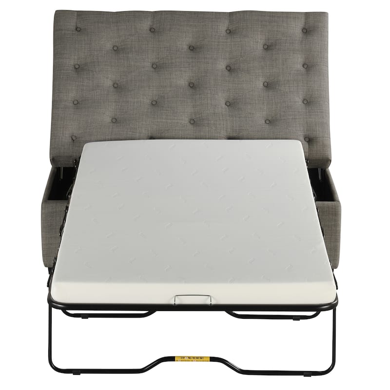 Tufted Sleeper Couch Settee, Ottoman with Folding Sofa Bed, Convertible Ottoman Sleeper with Memory Mattress