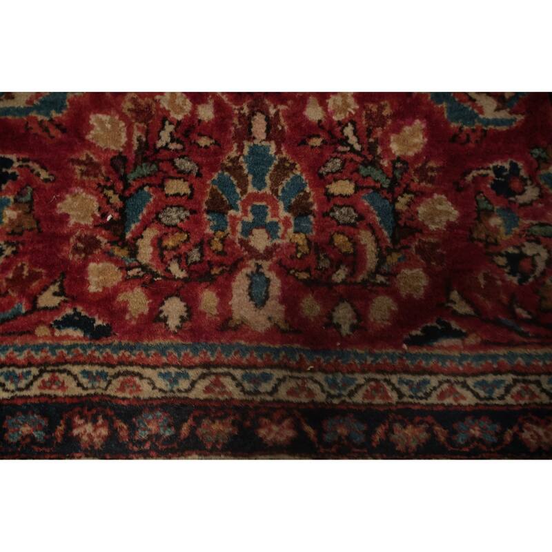 Hand Knotted Oriental 100% Wool Carpet Traditional Floral Red Sarouk Area Rug - 3' 11'' X 2' 2''