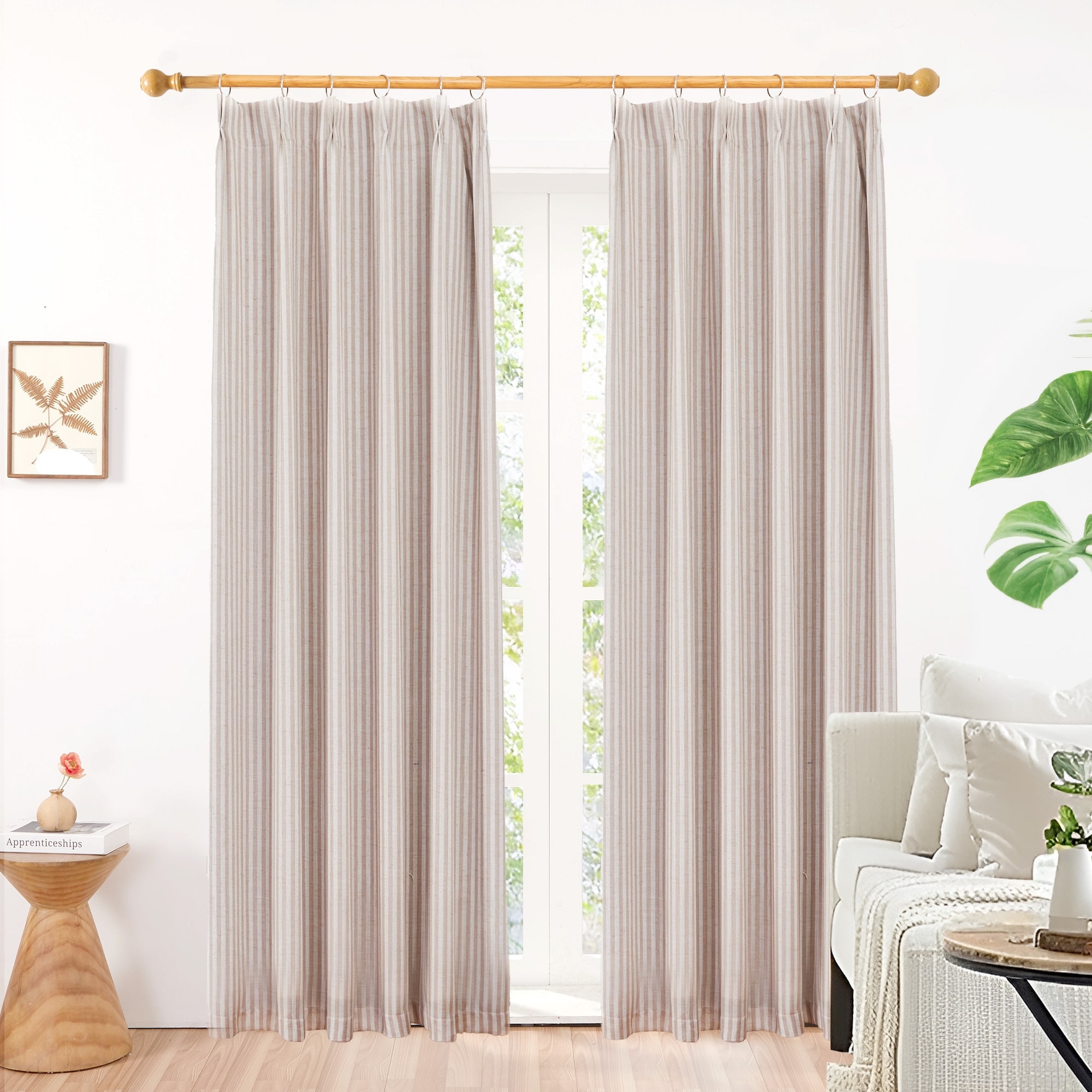 Deconovo Stripe Pinch Pleat Blackout Curtains 2 Panels