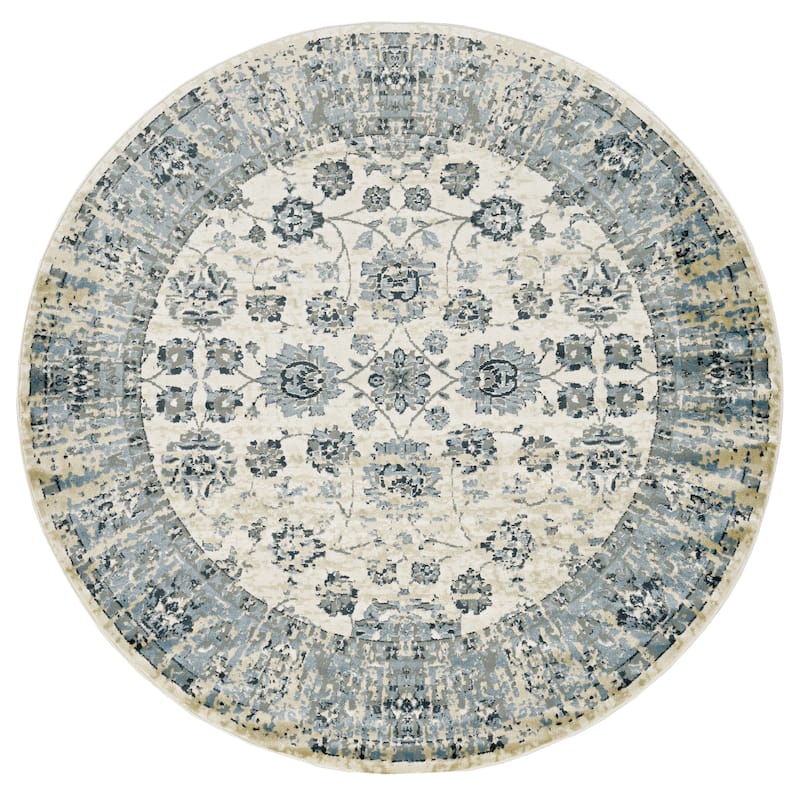 Domani Marrakesh Distresed Oriental Rug - 7'7" x 7'7"RO - Blue