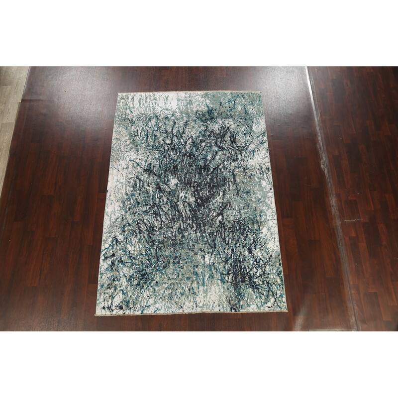 Wool/ Silk Abstract Vegetable Dye Oriental Area Rug Hand-knotted - 6'0" x 8'10"
