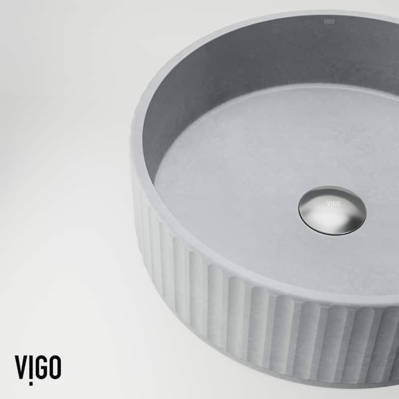 VIGO Windsor 16"L x 16"W x 5"H Concreto Stone Round Bathroom Vessel Sink