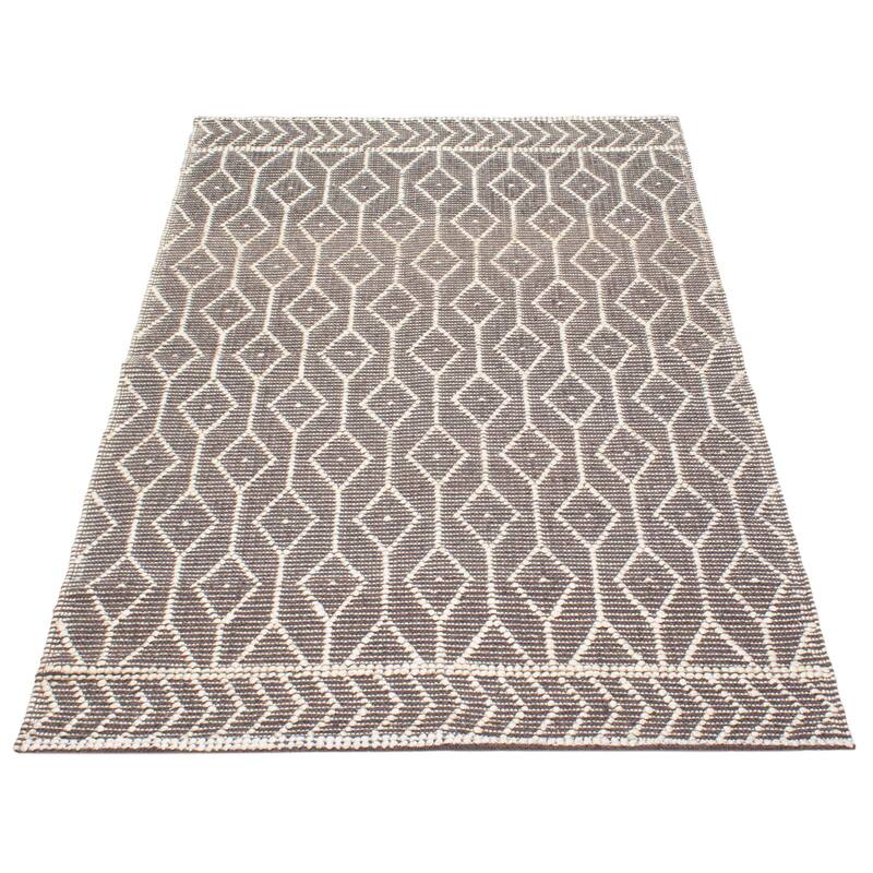 ECARPETGALLERY Braid weave Sienna Grey Wool Rug - 5'0 x 8'2