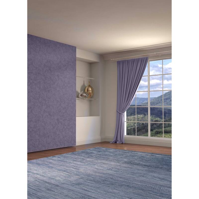 ECARPETGALLERY Hand-knotted Silk Shadow Turquoise Wool Rug - 7'10 x 9'6