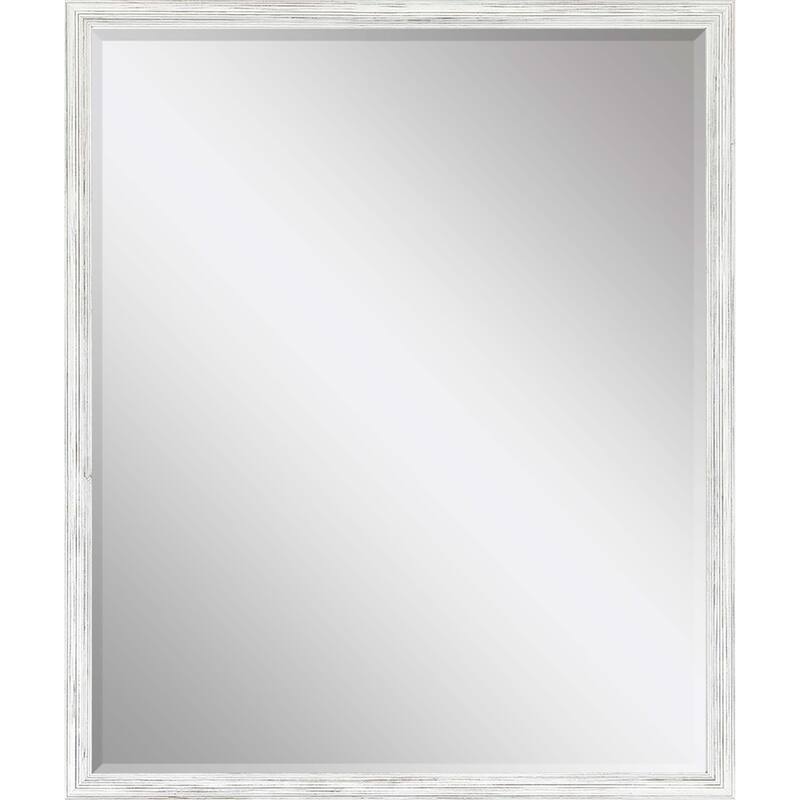 HomeRoots 31" White Wood Accent Mirror - 25.00 in. x 31.00 in. x 1.00 in.