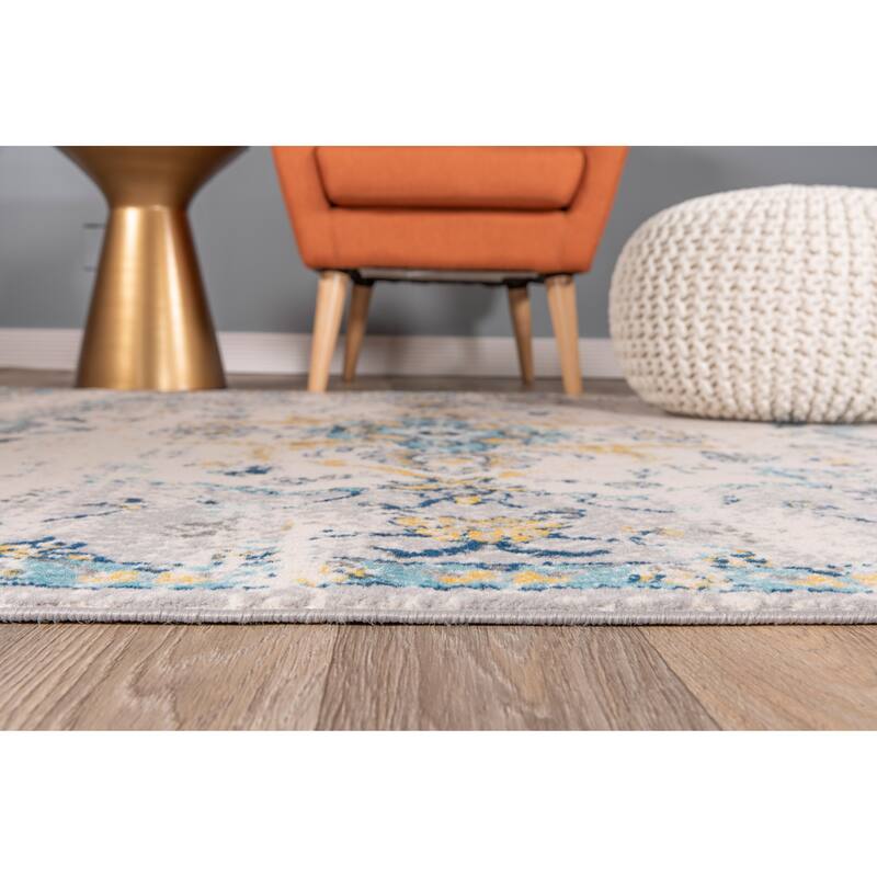 The Curated Nomad Sunset Blue Distressed Bohemian Rug