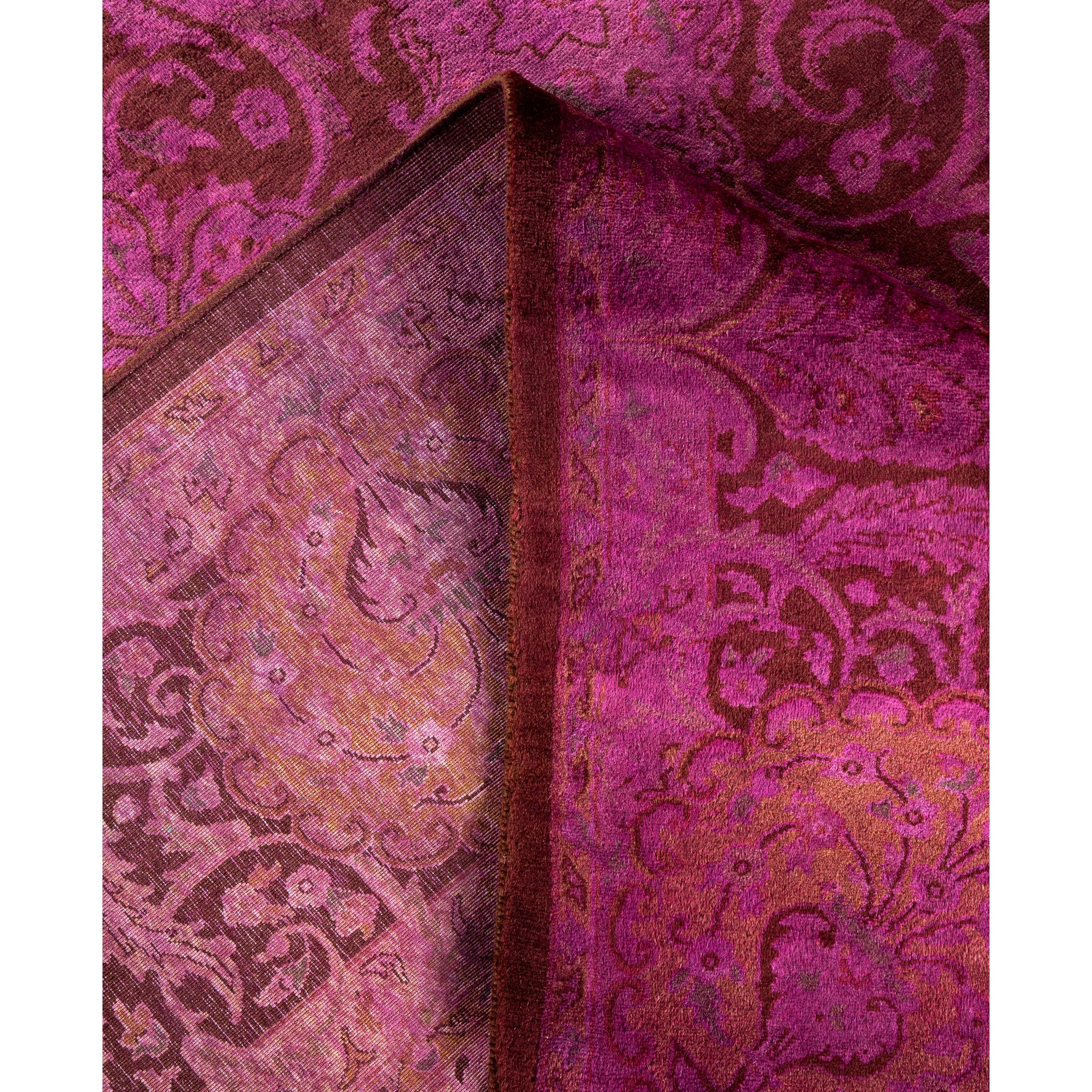 Overdyed Hand-Knotted Wool Modern-Contemporary Purple Area Rug 8' 0" x 10' 2"