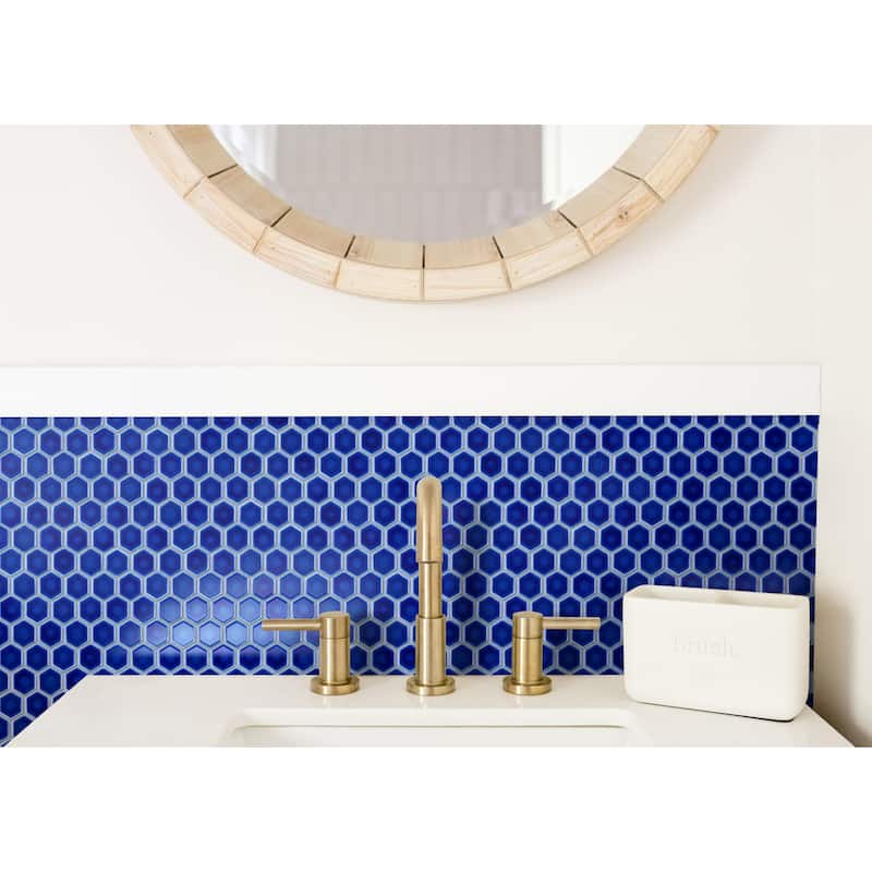 Merola Tile Metro Ion 1" Hex Sapphire 10-1/4" x 11-7/8" Porcelain Mosaic Wall Tile - Case (10 Tiles)
