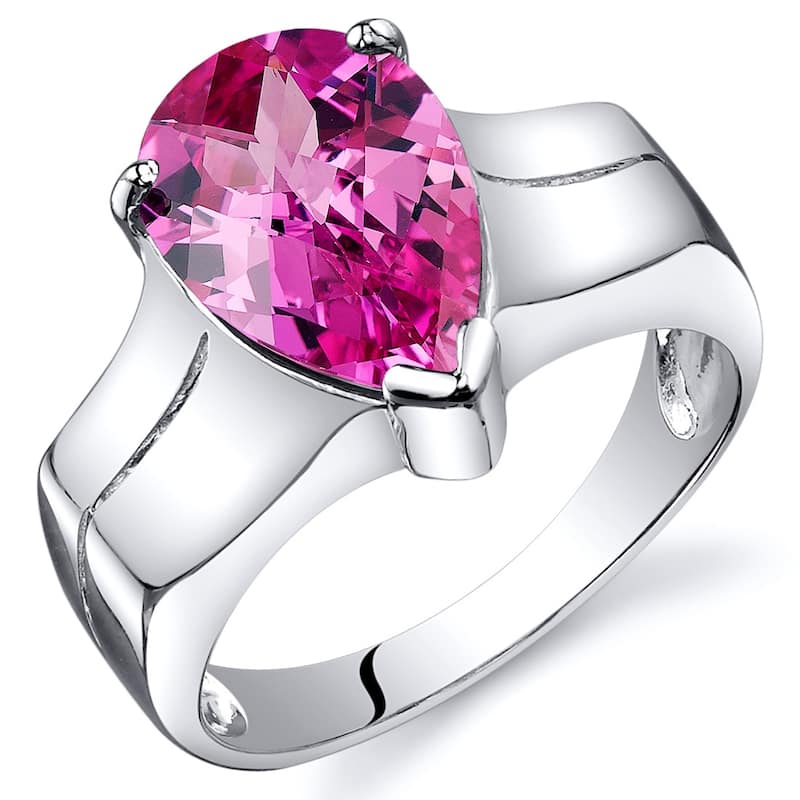 Sterling Silver 3.75 ct Created Pink Sapphire Solitaire Ring