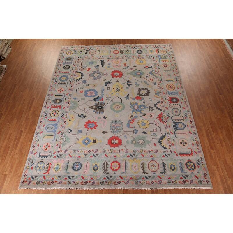 All-Over Large Floral Oushak Oriental Area Rug Wool Carpet - 12'0"x 14'9"