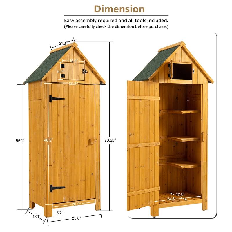 2.5 ft. W x 1.8 ft. D Solid Wood Outdoor Storage Shed w/Lockable Door